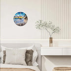 Beach Clocks Wall Decor Glass Modern Coastal Wall Clock Silent Non Ticking Blue - Image 3
