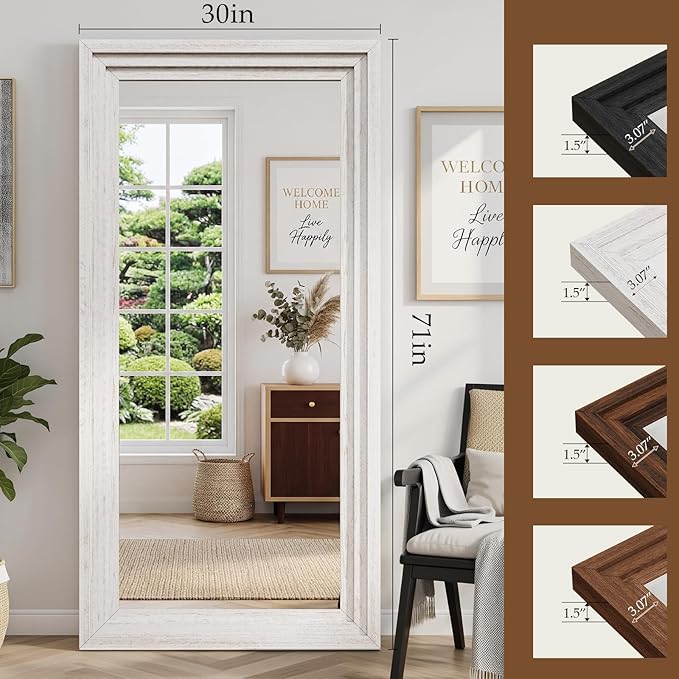 Full Length Mirror 71"x30", Large Solid Wood Frame Floor Mirror, Leaning Floor - Image 2