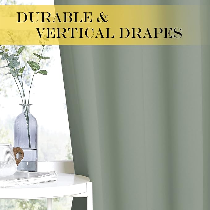 NICETOWN Blackout Sage Green Curtain 90 inch Length - Image 5