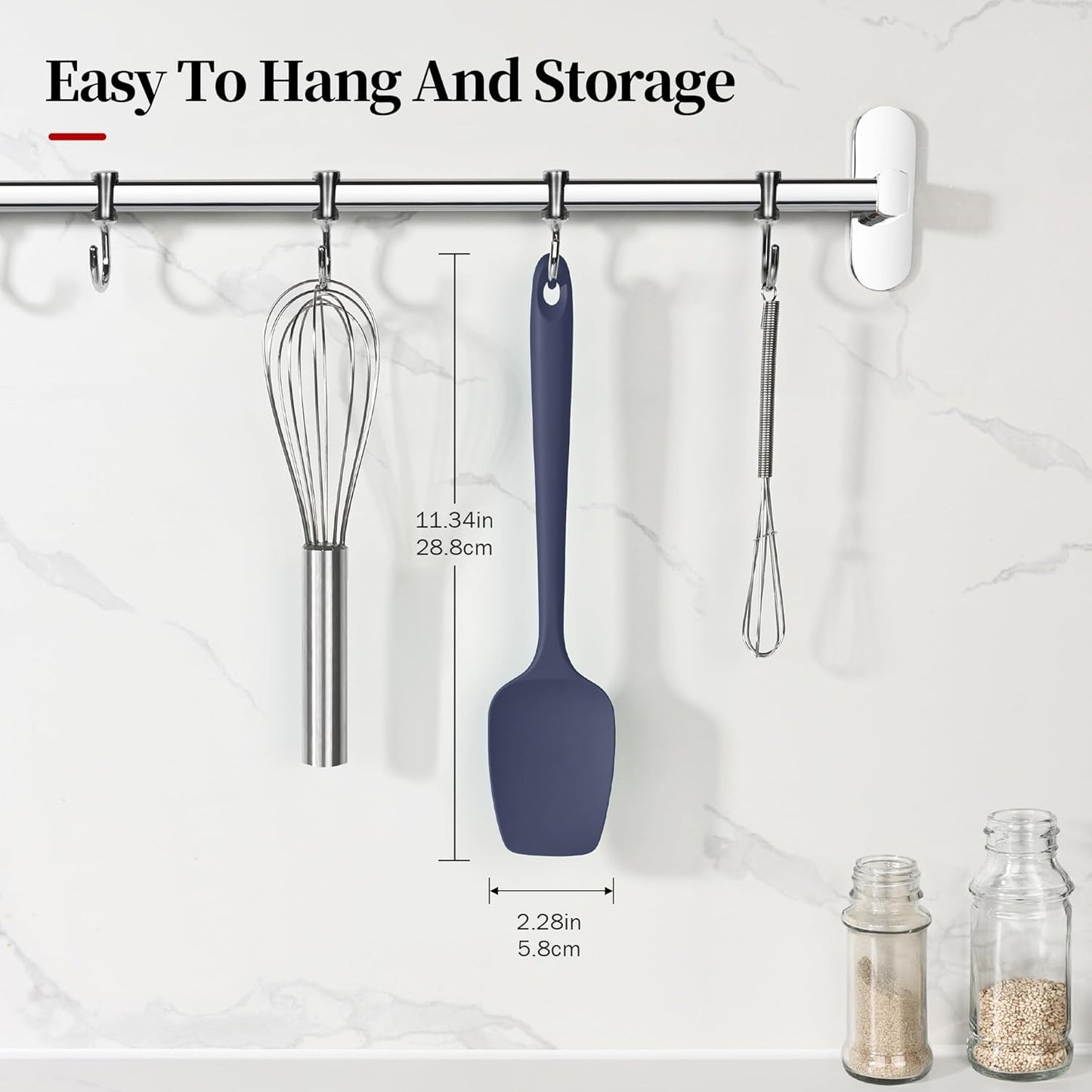 600ºF Heat Resistant Spatula, 11.34 inch High Heat Food Safe Semless Kitchen Silicone Spoon Spoonula Scraper for Cooking Baking Mixing Scraping Stirring Nonstick Cookware Pan (Midnight Blue)