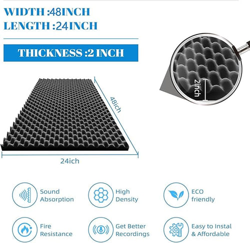 2 Pack Sound Proof Foam Panels |48"×24"×2" Quick-Recovery Soundproof Wall - Image 2
