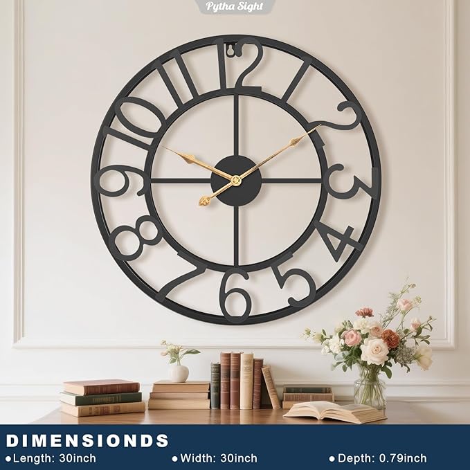 Pytha Sight 30 Inch Extra Large Giant Wall Clock, Oversized Round Silent - Image 2