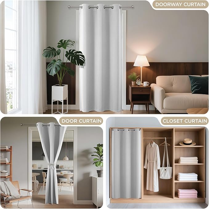 Joydeco Blackout Door Curtain for Doorway Privacy 108 Inches Long, Grommet - Image 4
