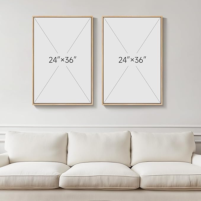 Large Framed Neutral Line Abstract Wall Art Set of 2 - Image 3