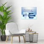 EOBTAIN Zen Canvas Wall Art Bathroom Blue Butterfly and Floral Stone Relaxing - Image 4