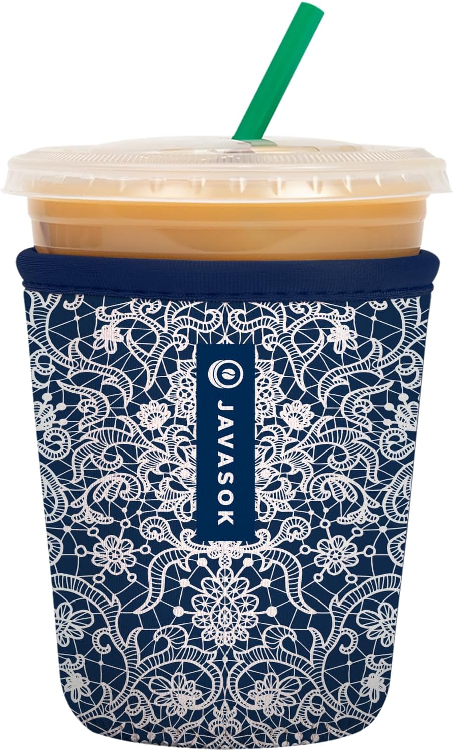 Sok It JavaSok Iced Coffee & Cold Soda Insulated Neoprene Cup Sleeve (Royal Lace, Small: 16-20oz)
