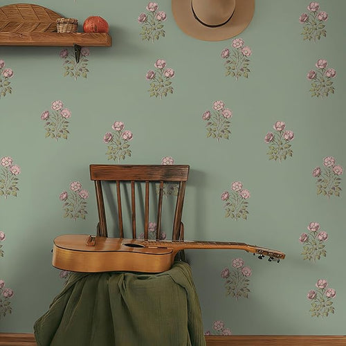 17.3" x 196.8" Vintage Floral Wallpaper Peel and Stick Boho Wallpaper Removable - Image 2