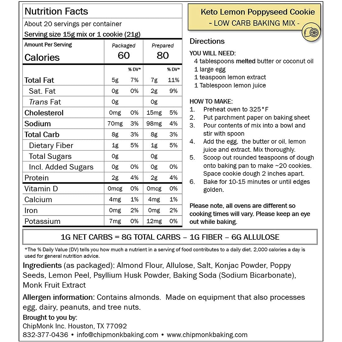 ChipMonk Cookie Mix - Zero or Low Carb Keto Friendly Snacks, Dessert, Cookies, Gluten-Free, High Fat and Protein, Low Sugar Sweet Snack Foods, Ketogenic Diet or Diabetics - Healthy, Nutrition Treats