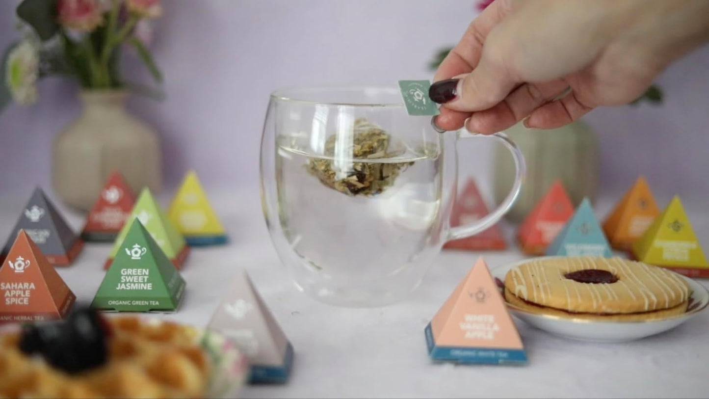 Teabloom - World's Finest Pyramid Tea Collection, 24 Varieties of USDA Certified Organic Teas - Black, Green, White, Oolong & Herbal Tea Blends