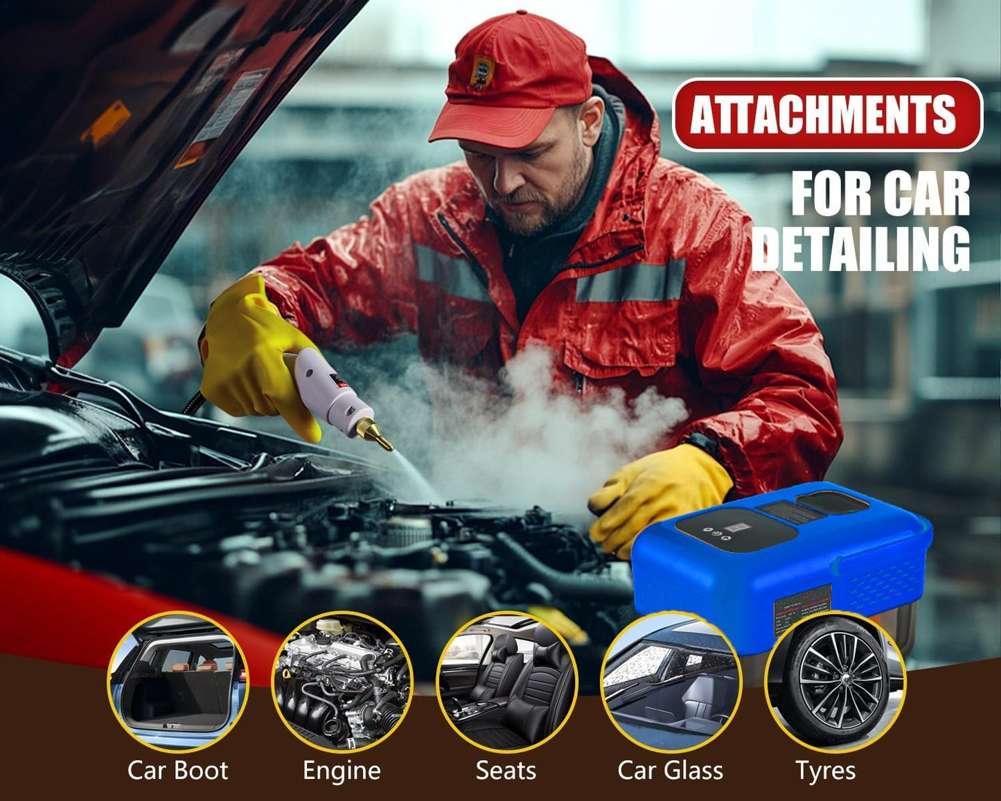 Handheld Steam Cleaner for Home, 2500W High Pressure Steamer for Cleaning, 9-Level Multipurpose Steam Cleaner for Car Floor Upholstery Kitchen Bathroom Grout Tile, 14 Accessories Included, Blue