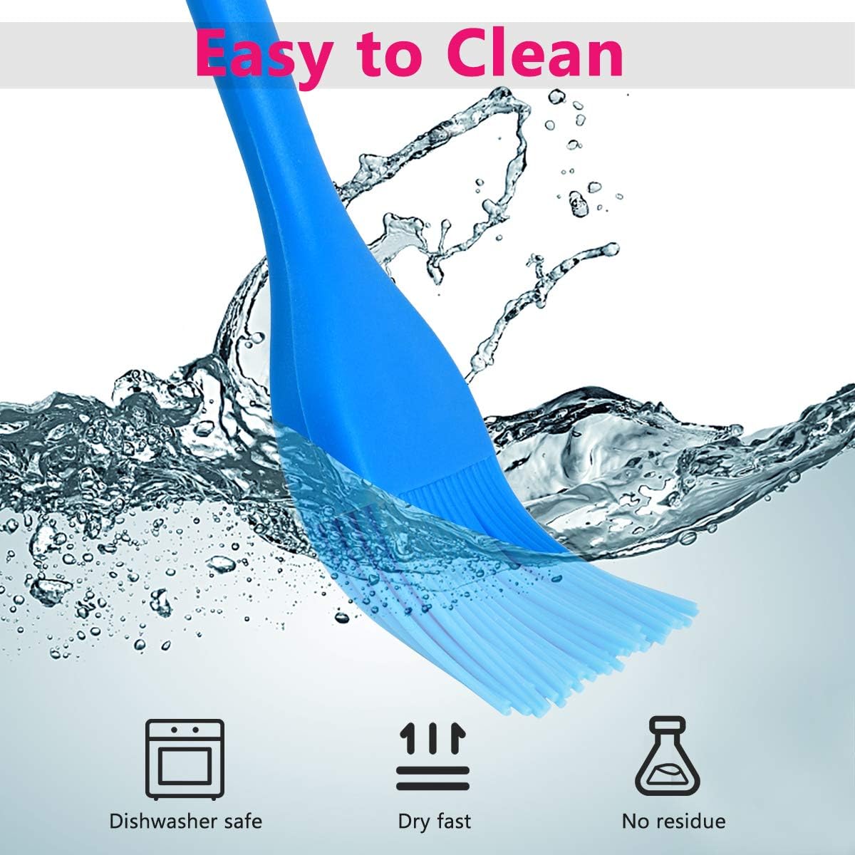 Silicone Basting Pastry Brush Set 5 Pack Heat Resistant Spread Oil Butter Sauce for BBQ Grill Barbeque Kitchen Baking Cooking Pastries, 2 Large & 3 Small Multicolor