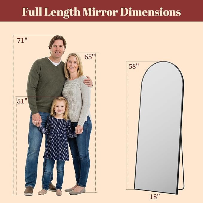 Suidia 58"x18" Arched Full Length Mirror - Image 4