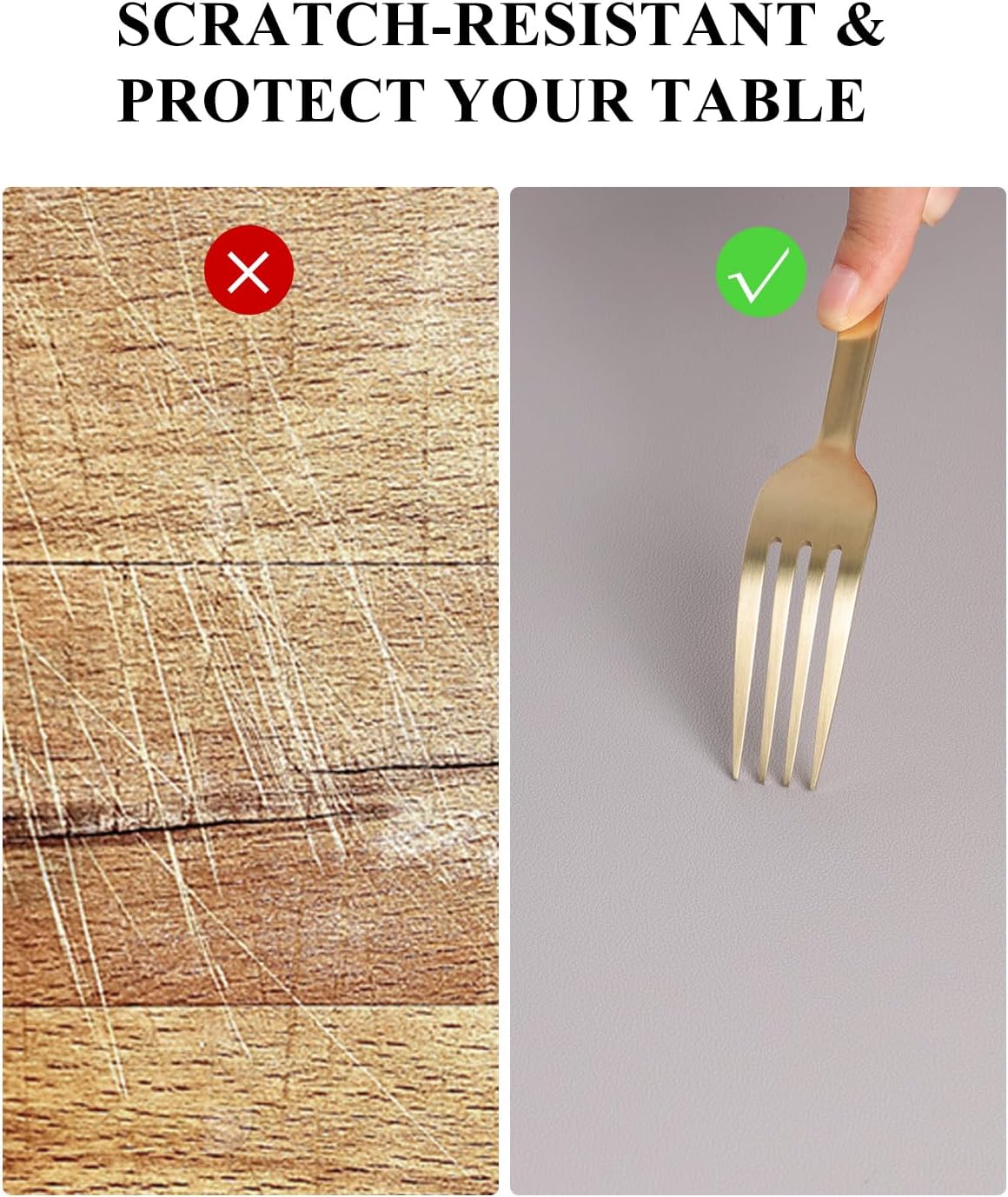 Light Gray Plastic Table Cover Protector, 24" x 48" Waterproof Easy Flat PVC Desk Pad Mat, 1.5mm Thick Rectangle Vinyl Table Top Protector for Dining Room Table, Office, Dresser