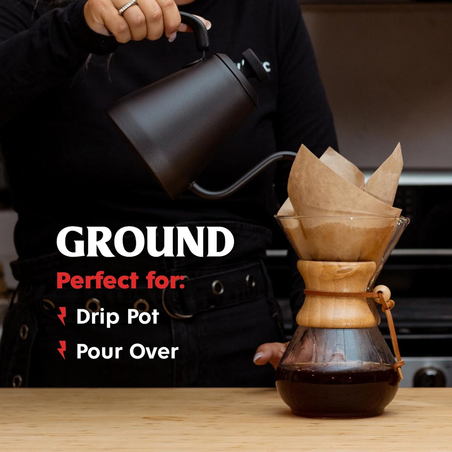 Death Wish Coffee, Organic and Fair Trade Dark Roast Ground Coffee, 16 oz