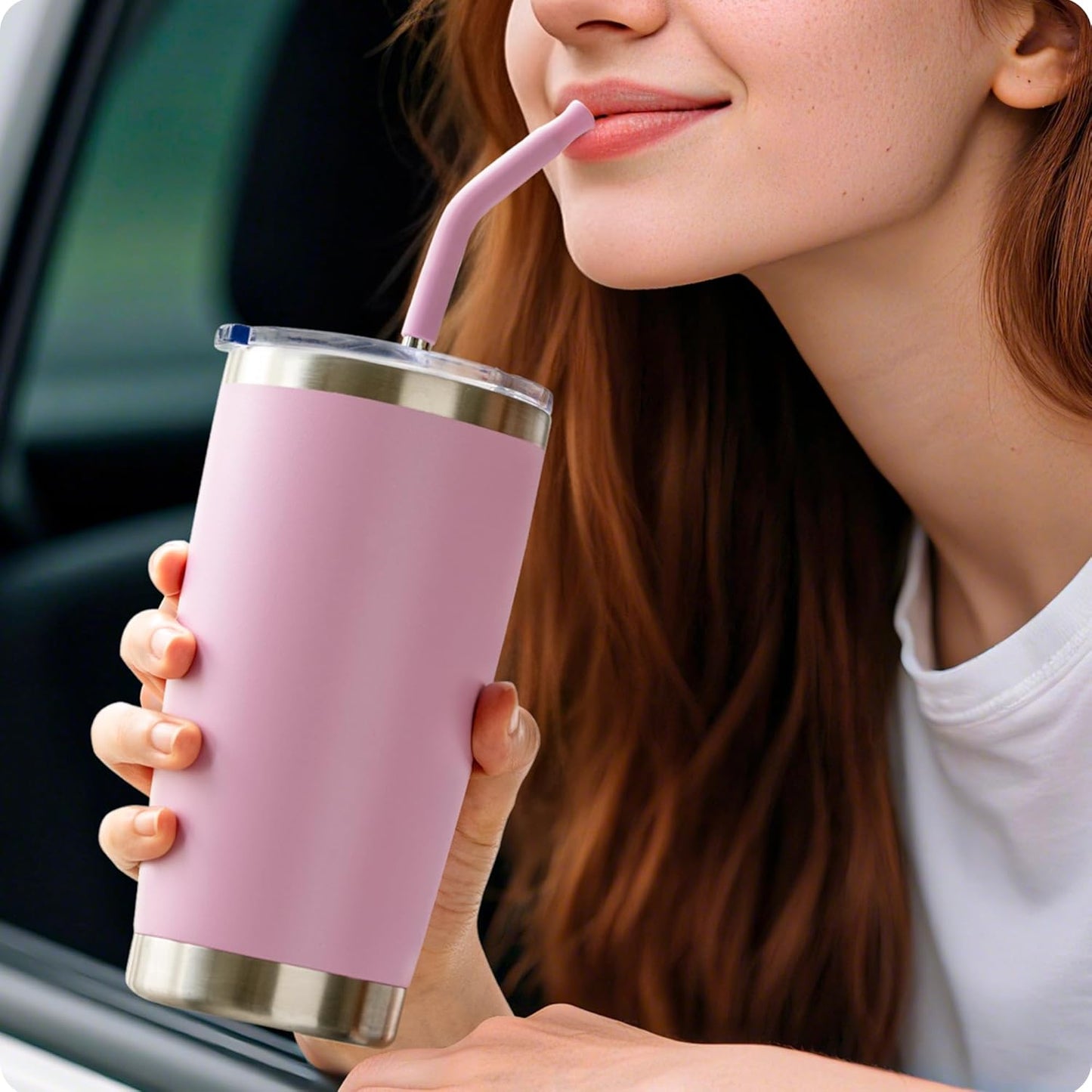 Metal Straws with Silicone Tip for 20 oz YETI Tumbler, 4 Pcs Reusable Stainless Steel Straws for 20 oz Stanley Cup and 16 oz Glass Cups(Color 4)