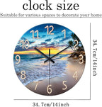 Beach Clocks Wall Decor Glass Modern Coastal Wall Clock Silent Non Ticking Blue - Image 5