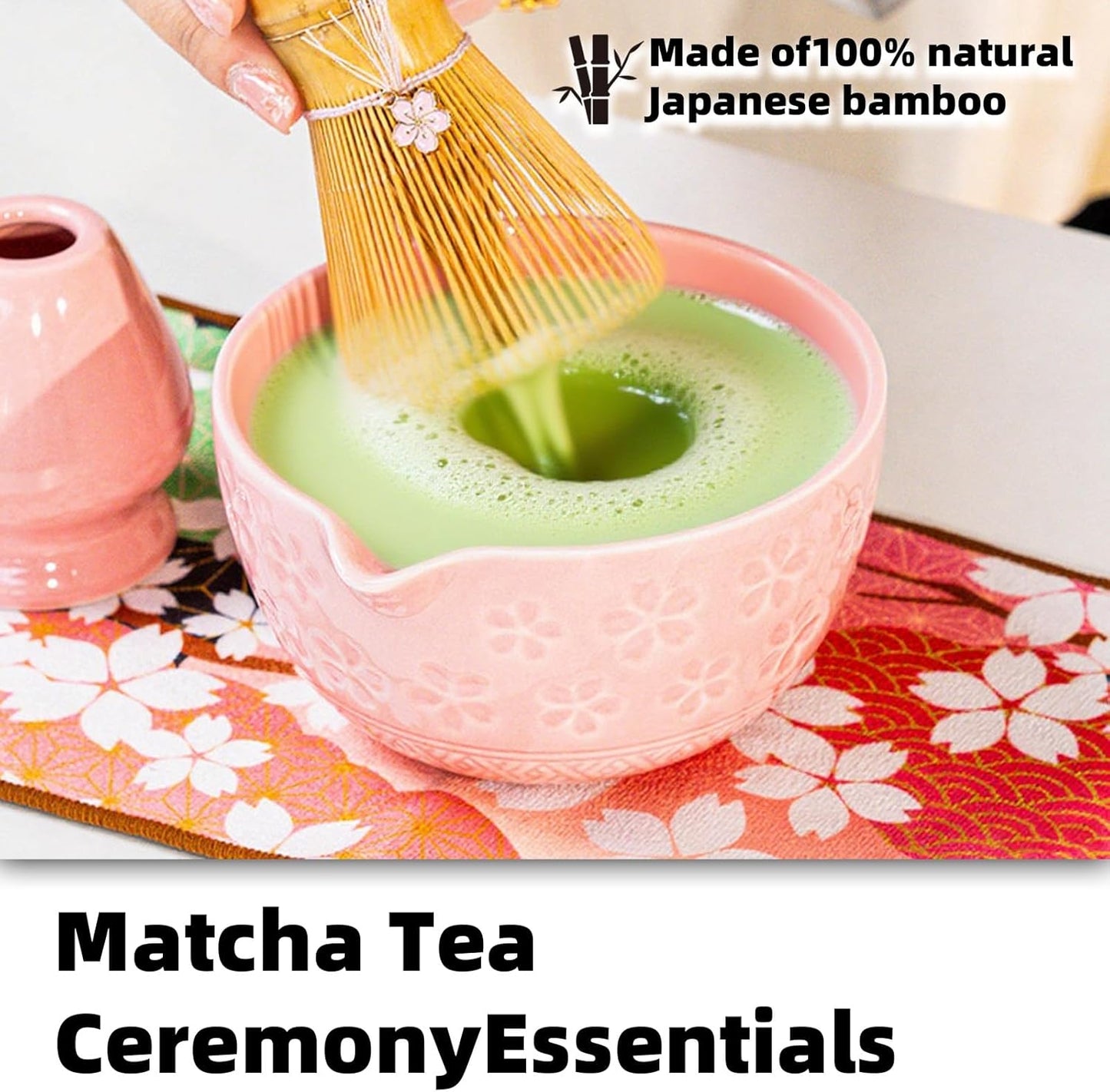 8 PCS Matcha Whisk Set, Ceramic Matcha Set, Includes Bowl, Matcha Whisk Holder Matcha Bamboo Whisk, Scoop, Sifter, Unique Gift for Matcha Lovers (A)