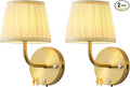 PUSU Motion Sensor Gold H9.6 inch Small Wall Sconces Set of 2, LED Cordless by PUSU