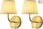 PUSU Motion Sensor Gold H9.6 inch Small Wall Sconces Set of 2, LED Cordless by PUSU