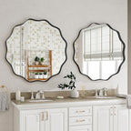 Round Wavy Mirror, 24 Inch Metal Frame Circle Mirror, Round Wall Mounted - Image 2