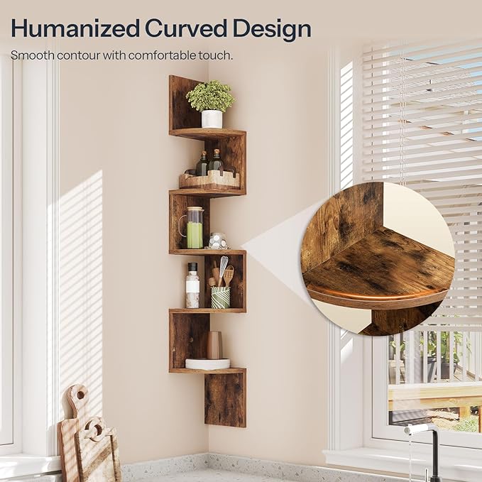 HOOBRO Corner Shelf Wall-Mounted, 5-Tier Corner Bookshelves - Image 5