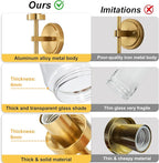 Hardwired Gold Wall Sconces Set of 2, Modern Bathroom Sconces Wall Lighting - Image 4