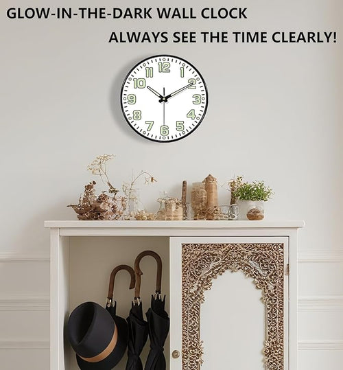 12 Inch Silent Wall Clocks Battery Operated, Glow in The Dark Wall Clock - Image 2