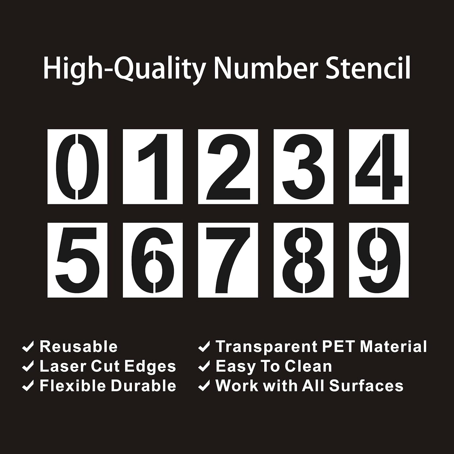 10 Inch Plastic Number Stencils - Reusable Digital Templates for Cake, Address, Painting