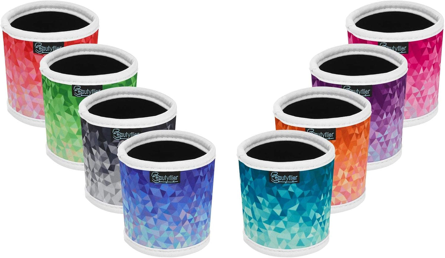 Beautyflier 8pcs Anti-Slip Neoprene 2.5mm Thick Collapsible Heat Resistant Coffee Cup Insulated Sleeve for Coffee/Tea/Cold Drinks (Geometric gradient),20 ounces
