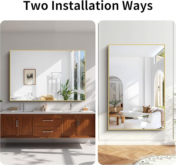 KOCUUY Large Gold Bathroom Mirror, 60x40 Inch Rectangular Mirror - Image 8