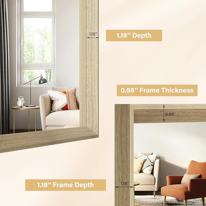 Oak Wood Effect Framed Wall Mirror, 22x30 Rectangle Mirror, Anti-desilvering - Image 4