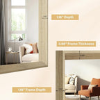 Oak Wood Effect Framed Wall Mirror, 30x48 Rectangle Mirror, Anti-desilvering - Image 4