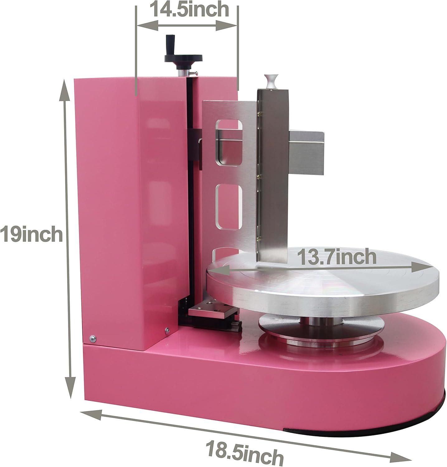 TECHTONGDA Cake Decorating Coating Machine Cream Spreading Automatic Frosting Turntable with Graduated Scraper 60-320RPM Rotating Speed for 4-12inch Cakes Pink