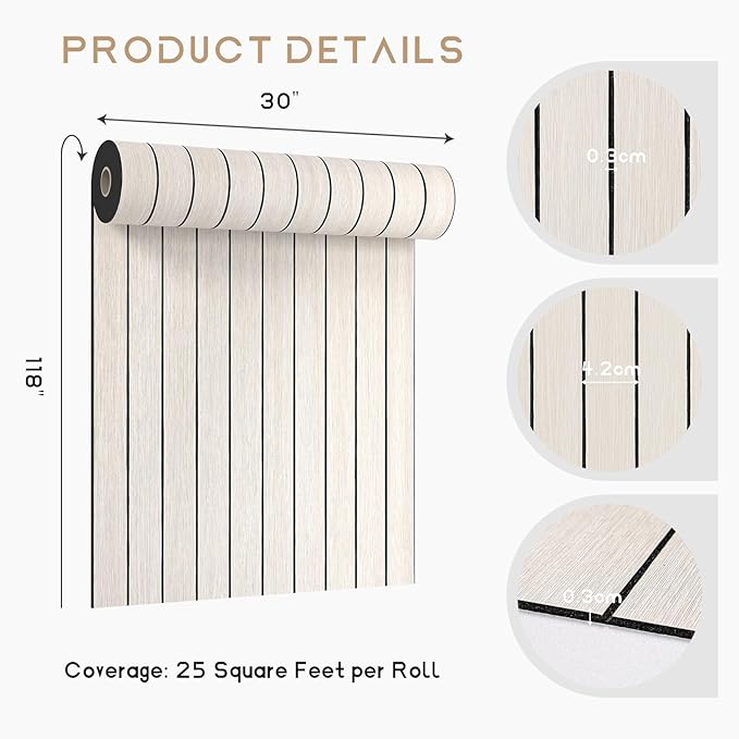 VEELIKE Wide White Oak Wood Slat Wall Panels Peel and Stick 3D Wood Panel - Image 8