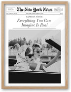 iHery Small Everything You Can Imagine Is Real Framed Trendy NewsPaper Wall Art by iHery