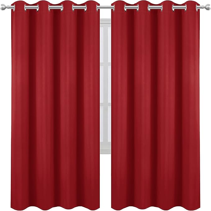 LEMOMO Red Blackout Curtains/52 x 72 Inch/Set of 2 Panels Room Darkening - Image 2