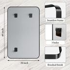 28x32 Inch Black Metal Framed Bathroom Mirror - Image 3