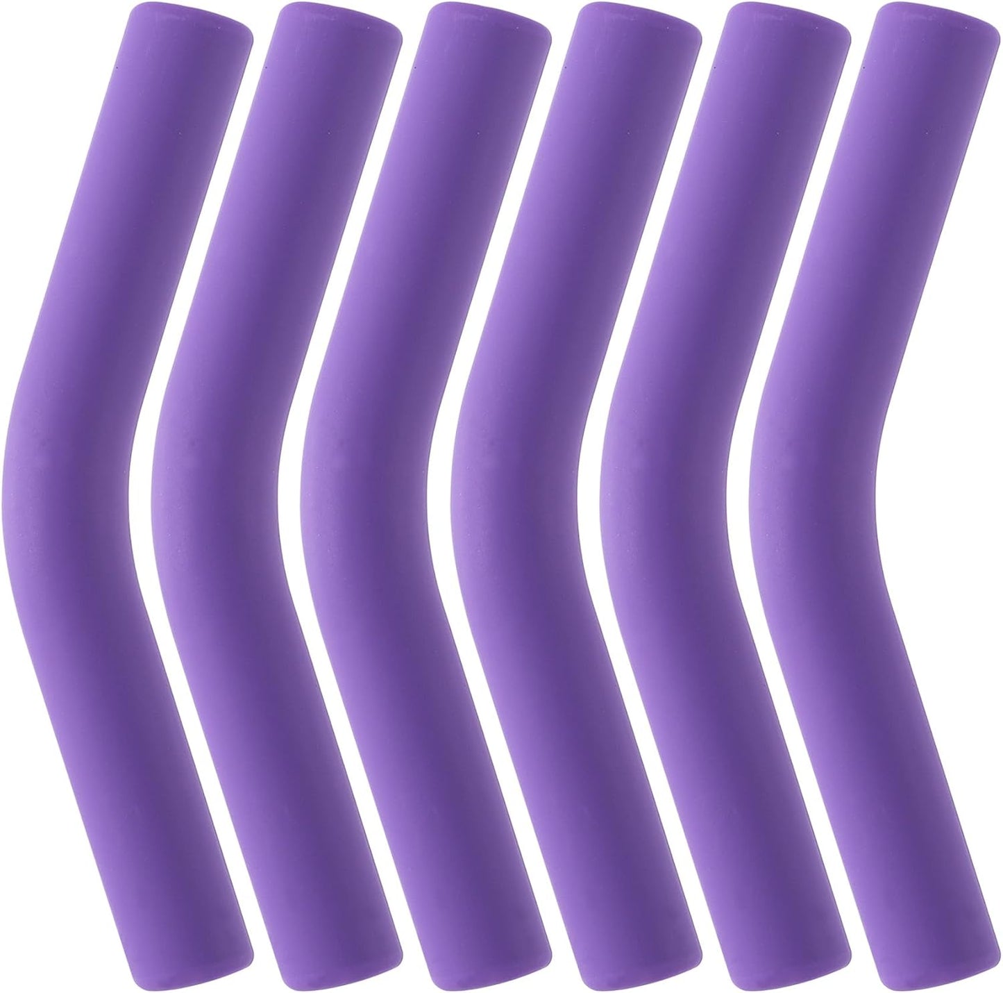 6Pcs Metal Straw Silicone Tips 5/16 inch Wide(8mm Outer Diameter) Food Grade Rubber Straw Covers Purple Flex Elbow Replacement Tip for Stainless Steel Metal Straws