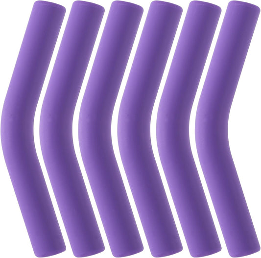6Pcs Metal Straw Silicone Tips 5/16 inch Wide(8mm Outer Diameter) Food Grade Rubber Straw Covers Purple Flex Elbow Replacement Tip for Stainless Steel Metal Straws