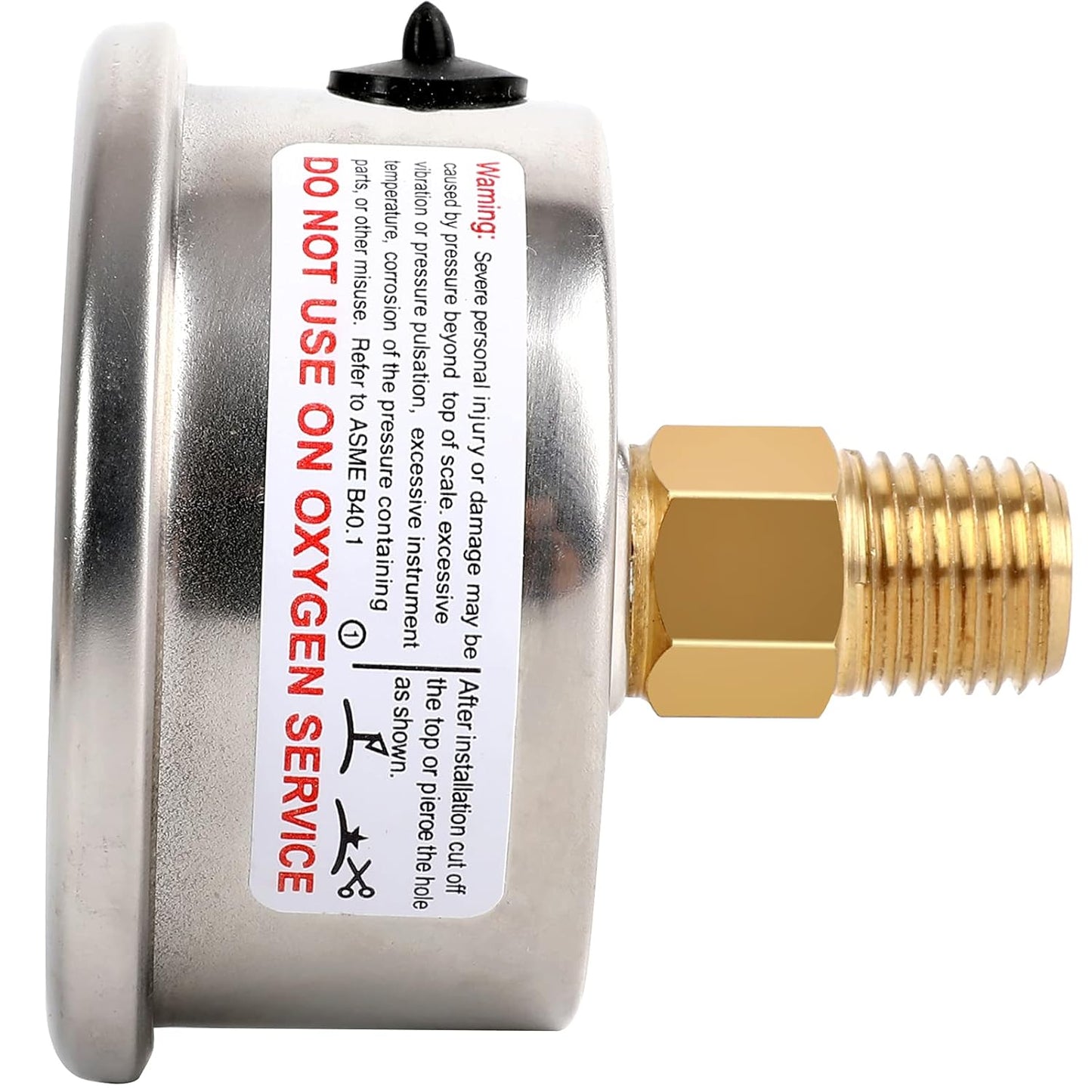 Glycerin Filled Pressure Gauge with 304 Stainless Steel Case, 1-1/2" Dial Size, 0-15Psi/Bar, High Accuracy, 1/8" NPT Center Back Mount…