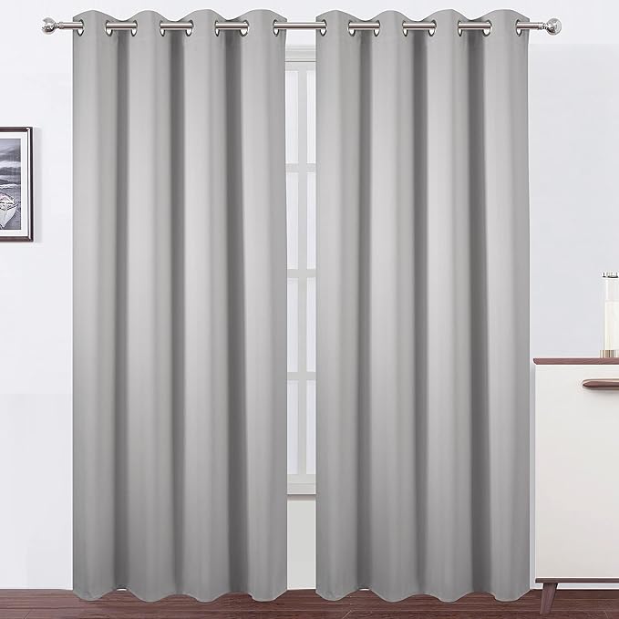 LEMOMO Blackout Curtains 52 x 95 inch/Light Grey Curtains Set of 2 by Lemomo