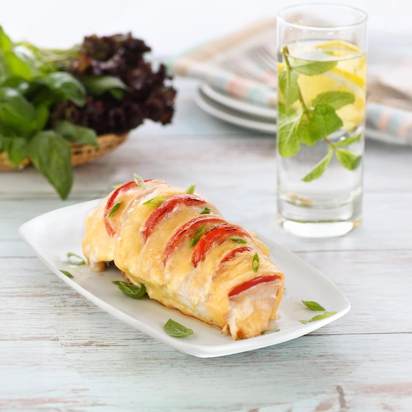 Ceramic Serving Platter Set, 4 Pcs 10 inch Rectangular Serving Tray for Entertaining at Parties and Weddings, White Platter Rectangular Dishes Dinner Plates for Appetizer Meat Bread Dessert and Sushi