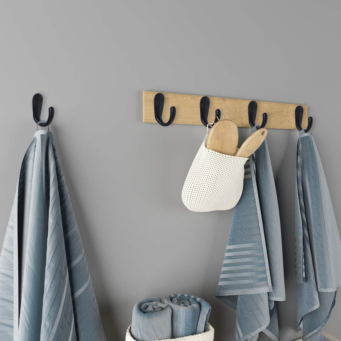 IBosins 50PCS Coat Hooks Wall Mounted Single Prong Robe Hook for Hanging Towel Hooks with 100 Screws for Cup, Mug, Bags, Hat, Cap, Scarf, Pet leashes