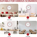 HZDHCLH Wall Clock Red, Silent Wall Clocks Battery Operated 10 Inch Modern Non - Image 5