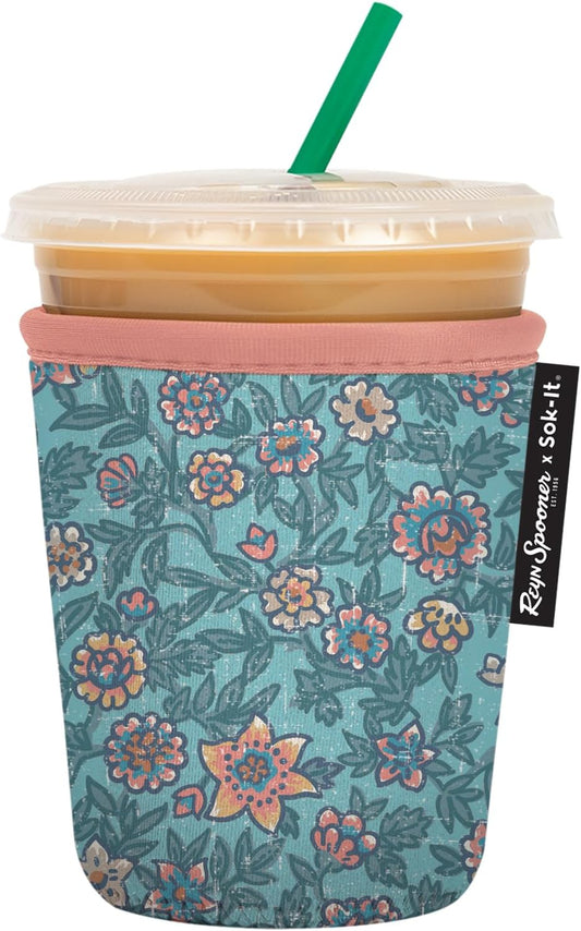 Sok It JavaSok Iced Coffee & Cold Soda Insulated Neoprene Cup Sleeve (Reyn Spooner Wild Flowers, Small: 16-20oz)