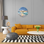 Blue Coastal Wall Clocks Battery Operated 16 Inch Glass Wall Clock Silent Beach - Image 2