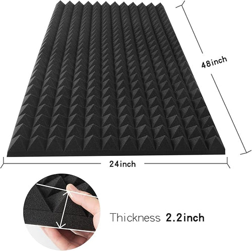 2 Pack Black Acoustic Foam Panels, High Density Soundproof Wall Panels - Image 2