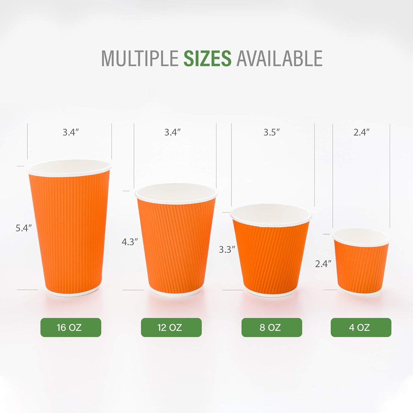 Restaurantware 4 Ounce Paper Cups, Pack of 25 Ripple Wall Disposable Cups â€“ Leakproof, Recyclable, Tangerine Insulated Hot Beverage Holders, with Matching Lids Available for Purchase Separately