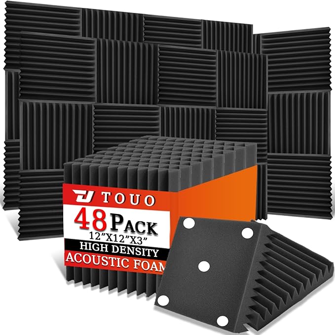 48 Pack Acoustic Panels – Sound Proof Foam Panels by TOUO