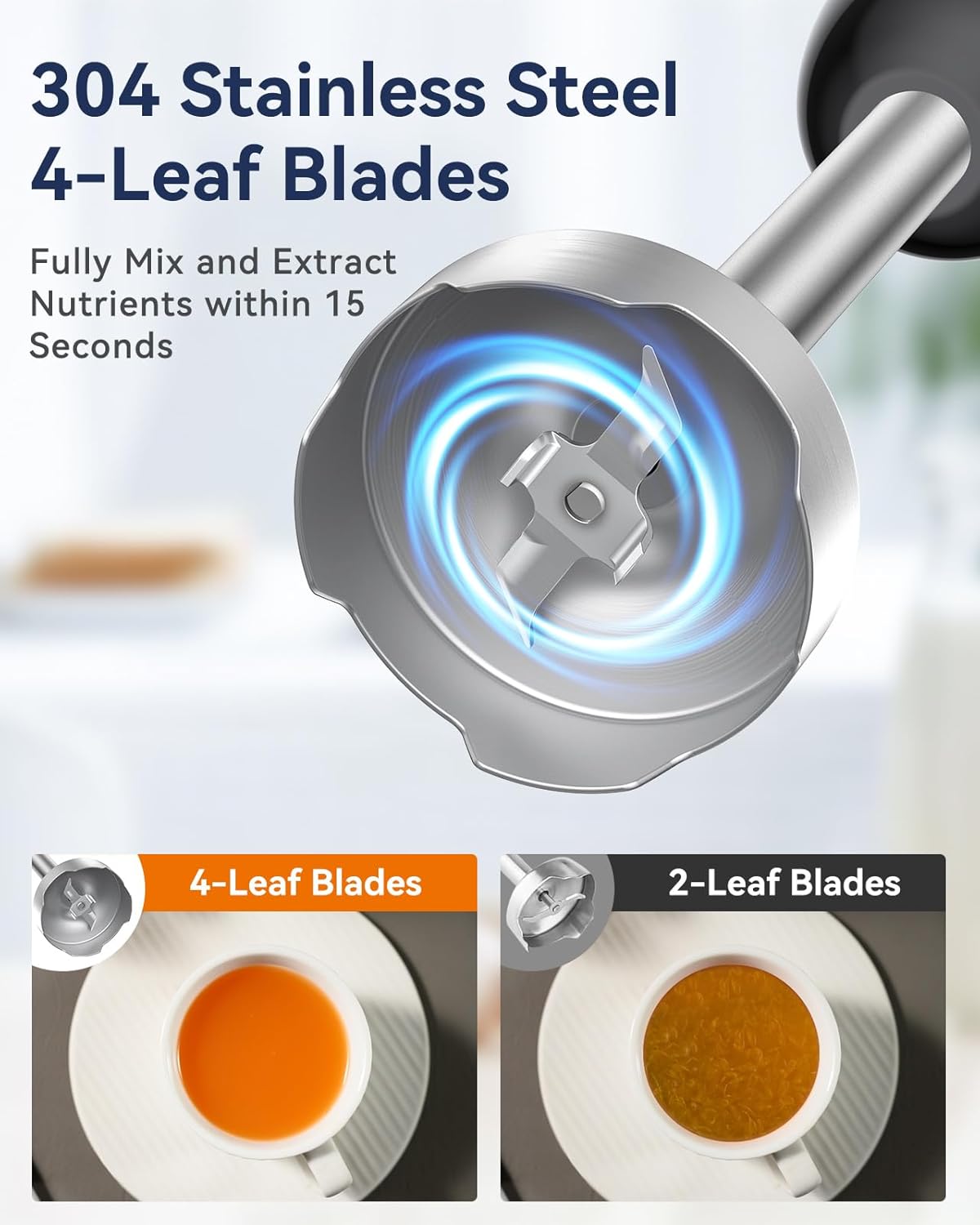 Immersion Blender Handheld 1000W 5 in 1 Corded Stick Hand Blender Kitchen with 12 Speed, BPA-Free, Mixing Beaker, Chopper, Whisk, Milk Frother, Perfect Emulsifier for Soup, Baby Food, Sauce, Puree